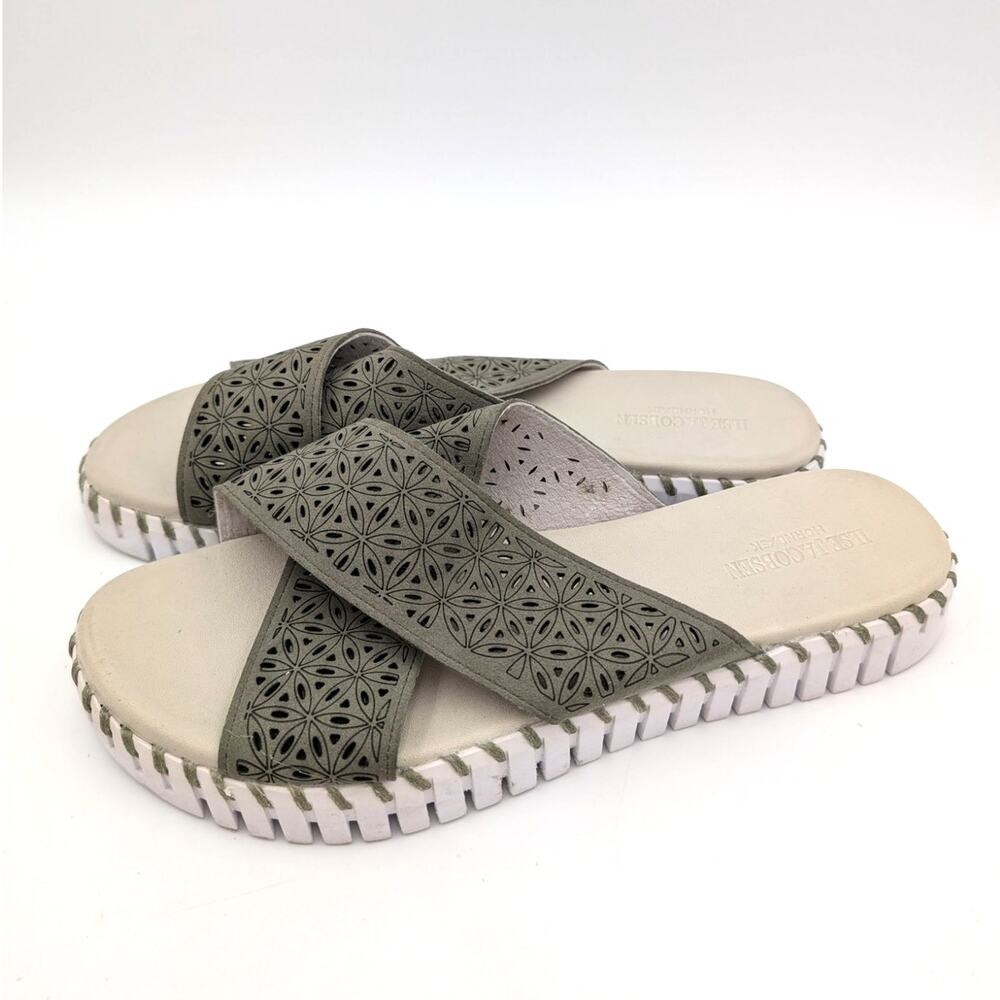 Ilse Jacobsen Tulip Crossband Platform Sandal Women's Army Size US12 EU43